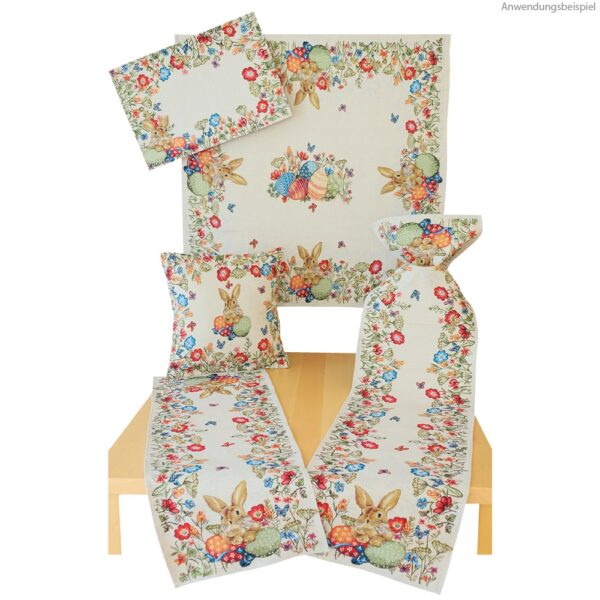 matches21 - Webshop Kissenbezug Kissenhuelle Gobelin Osterhasen Blumen gewebt beige 1 Stk 40x40 cm 123900 1 1 2