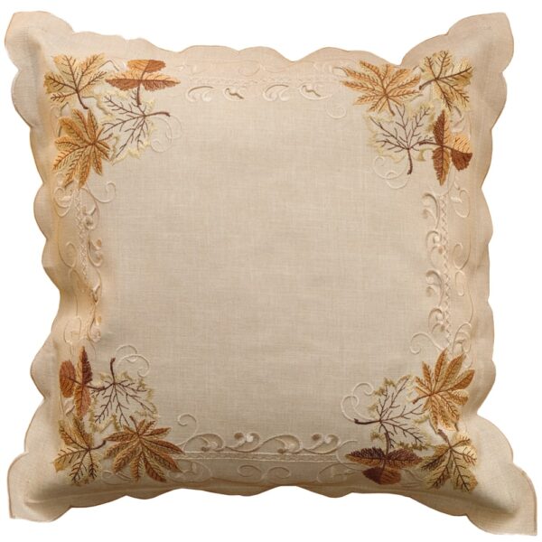 matches21 - Webshop Kissenbezug Kissenhuelle Herbst Lochstickerei und Blaetter beige bunt 1 Stk 40x40 cm 124152 1 1