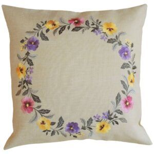 matches21 - Webshop Kissenbezug Kissenhuelle Stiefmuetterchen Blumen beige Stick bunt 1 Stk 40x40 cm 124087 1 2