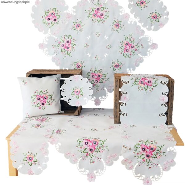 matches21 - Webshop Kissenbezug Kissenhuelle Stiefmuetterchen weiss und Stick rosa 1 Stk 40x40 cm 124101 1 1 2