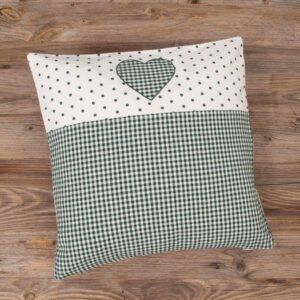 matches21 - Webshop Kissenhuellen Heimtextilien Landhaus LISE kariert Borduere Herz 40x40 cm 2 Farben 117675 2 1 8