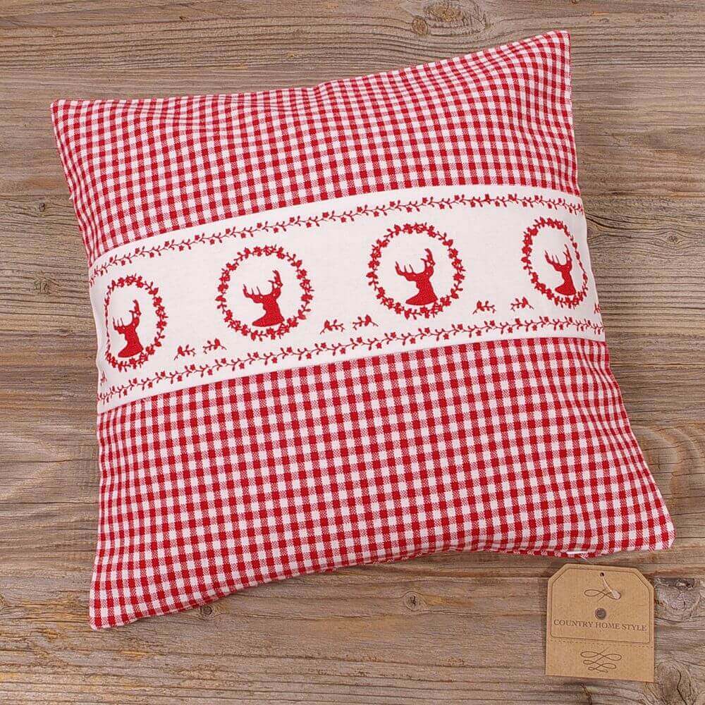 matches21 - Webshop Kissenhuellen Heimtextilien Landhaus RESI kariert und Hirsch 30x30 cm 3 Farben 117692 1 1 2