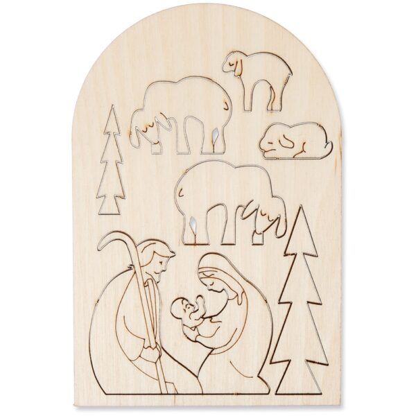 matches21 - Webshop Krippenspiel Steckbausatz Holz Stall Figuren und Schindeln fuer Kinder ab 5 Jahren 122727 2 1 3