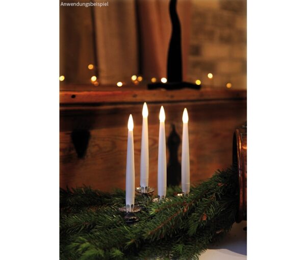 matches21 - Webshop LED Schaftkerzen Stabkerzen 4 Stk Kunststoff Flackereffekt warmweiss a 15 cm 114945 1 1 2