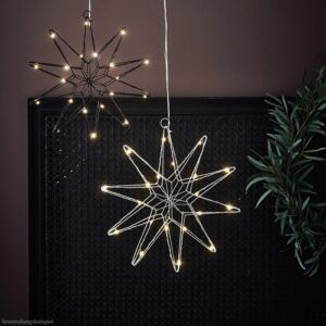 matches21 - Webshop LED Sterne Winterbeleuchtung haengend Fensterdeko Stern Glitzer Metall 1 Stk 30 cm in 2 Farben 122757 4 1 9