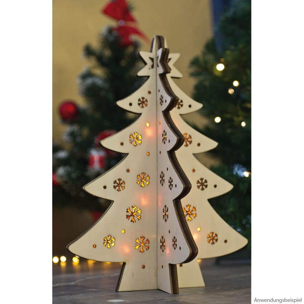 matches21 - Webshop LED Tannenbaum Holz Schneeflockendetails Fensterdeko Tischdeko 1 Stk 20x28 cm 122760 1 2