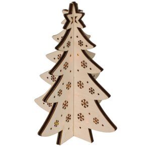 matches21 - Webshop LED Tannenbaum Holz Schneeflockendetails Fensterdeko Tischdeko 1 Stk 20x28 cm 122760 1 1 3