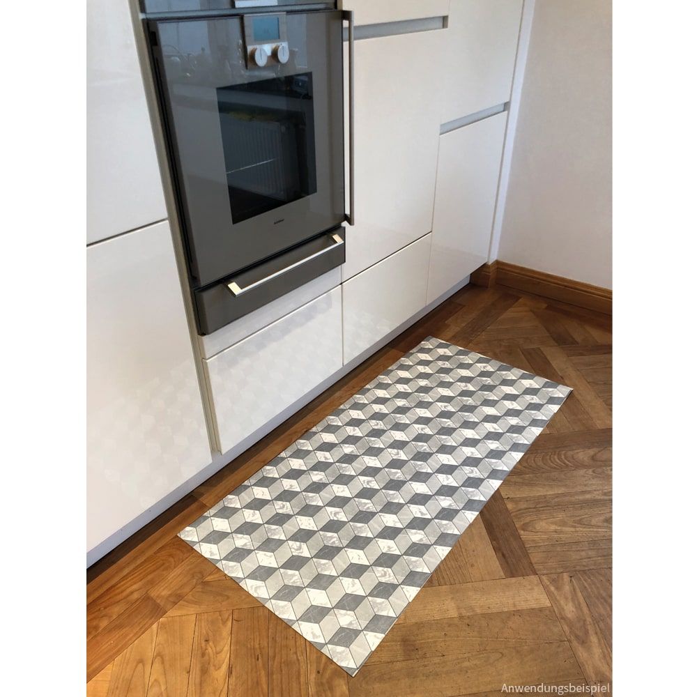 matches21 - Webshop Laeufer SOFT VINTAGE Bodenbelaege 3D Wuerfel Muster Polyester grau 1 Stk 2 Groessen 123041 1 1 3