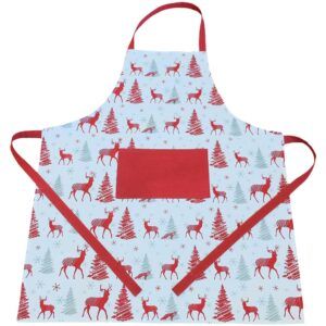 matches21 - Webshop Latzschuerze FRIEDA Hirsch Karo Schneesterne rot grau Baumwolle 70x85 cm 125871 1 25