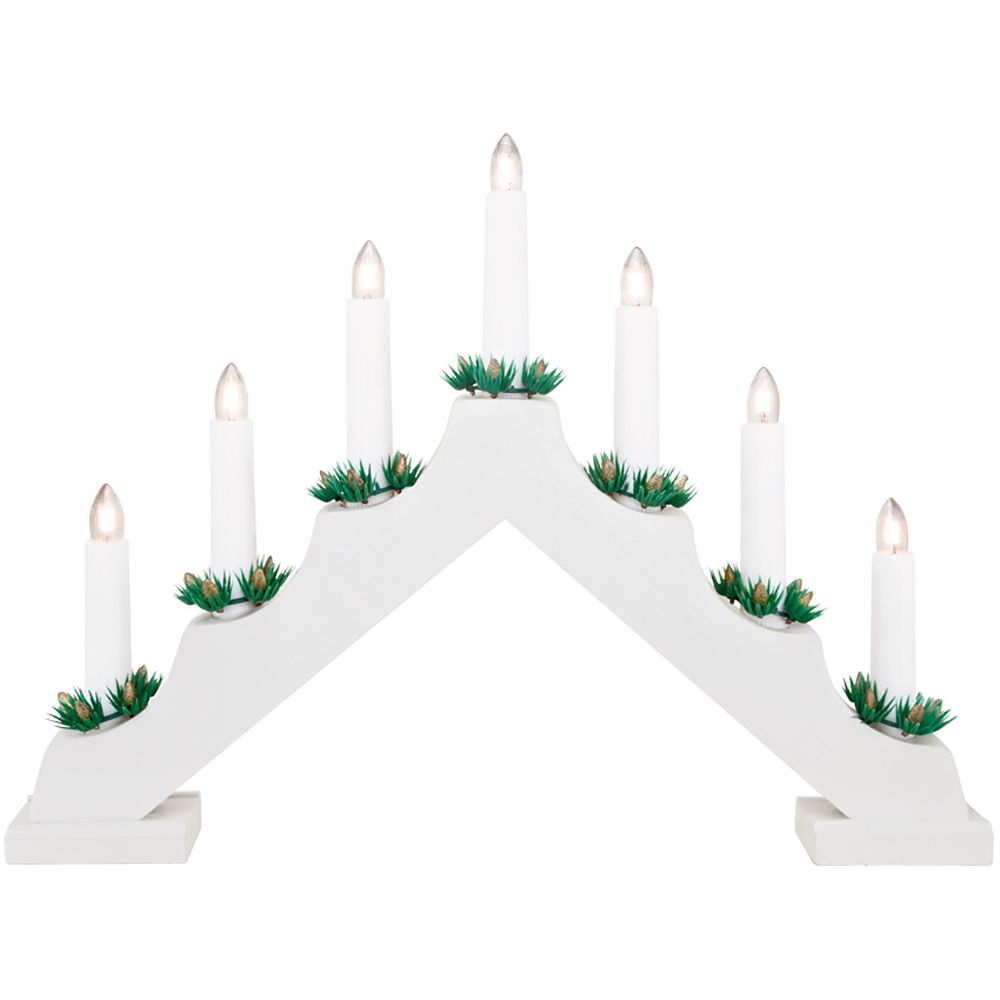 matches21 - Webshop Lichterbogen Weihnachtsleuchter weiss 7 flammig aus Holz 42x30 cm 111184 1 1