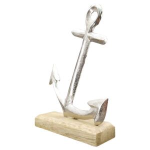 matches21 - Webshop Maritime Dekoaufsteller Anker Metall auf einem Standfuss aus Holz 2 Groessen 126459 4 1 20