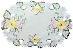 matches21 - Webshop Mitteldecke Tischdecke Blumen und Blaetter Stickerei Tischwaesche oval 30x45 cm 121109 1 3