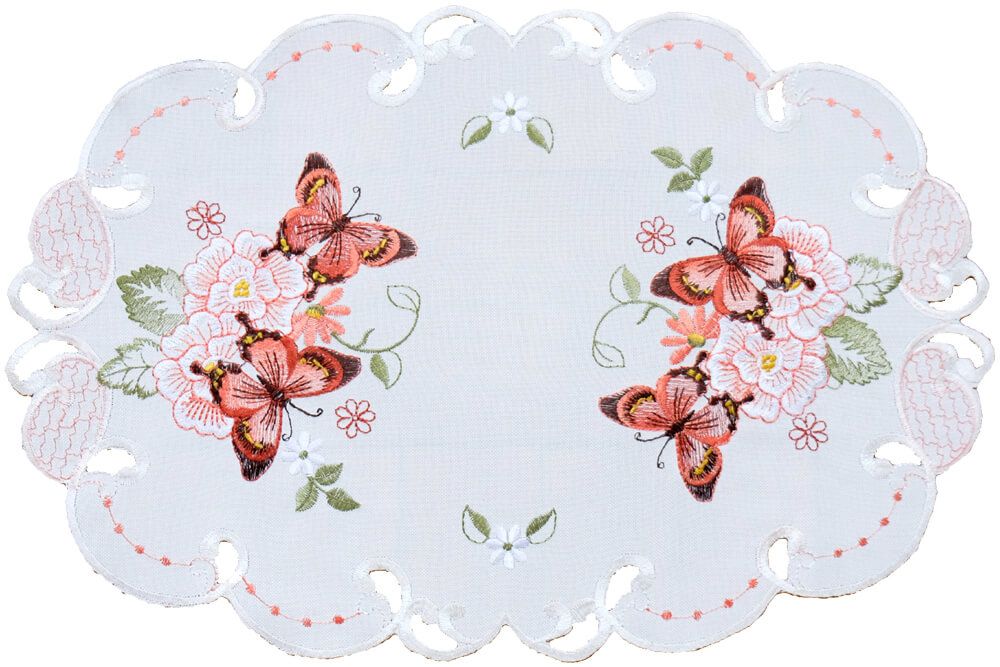 matches21 - Webshop Mitteldecke Tischdecke Schmetterlinge Motiv Stickerei Tischwaesche oval 30x45 cm 121078 1 24