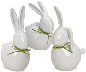 matches21 - Webshop Moderne Hasen Deko Figur Osterhase 1 Stk weiss gruen Keramik 17 25 cm 111446 1 1 27