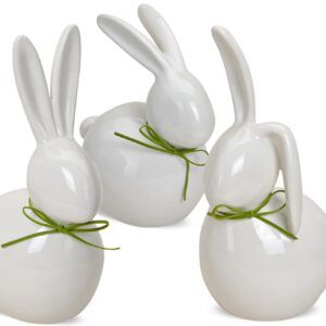 matches21 - Webshop Moderne Hasen Deko Figur Osterhase 1 Stk weiss gruen Keramik 17 25 cm 111446 1 1 6