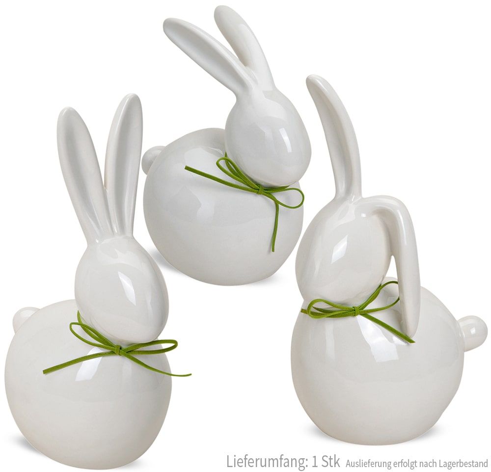 matches21 - Webshop Moderne Hasen Deko Figur Osterhase 1 Stk weiss gruen Keramik 17 25 cm 111446 2 1 5