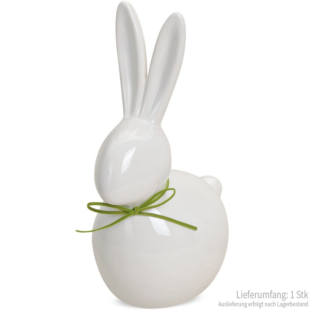 matches21 - Webshop Moderne Hasen Deko Figur Osterhase 1 Stk weiss gruen Keramik 17 25 cm 111446 3 1 2