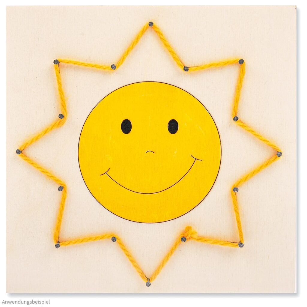 matches21 - Webshop Nagelbild Fadenspannbild Fadengrafik mit Motiv Smiley Sonne Kinder ab 6 Jahren 113321 1 2