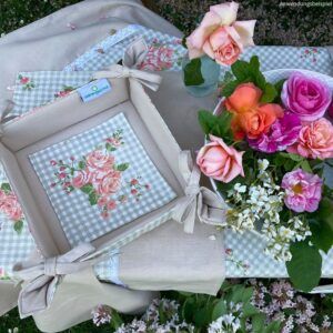 matches21 Ofenhandschuh Topfhandschuh LUISA Rosen Karo bunt 17x33 cm Landhaus Baumwolle 1 Stk 121429 3 1 8