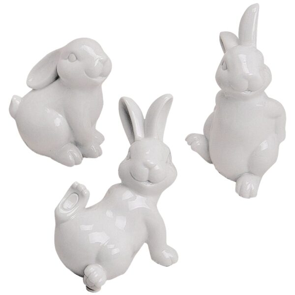 matches21 - Webshop Osterhasen Figuren Dekofiguren Hasen Ostern Porzellan weiss 4er Set sort 10 15 cm 117870 1 1