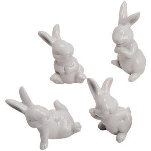 matches21 - Webshop Osterhasen Figuren Dekofiguren Hasen Ostern Porzellan weiss 4er Set sort je 7 cm 117868 1 5