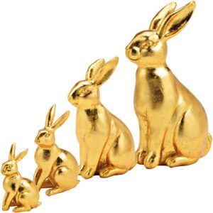 matches21 - Webshop Osterhasen Hasen Osterdeko Deko Figuren Ostern Polyresin gold 1 Stk in 4 Groessen 123205 1 4