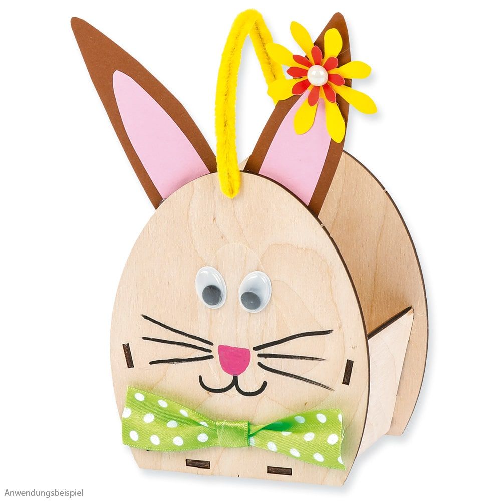 matches21 - Webshop Osterkoerbchen Osternest Osterhase Sperrholz vorgefertigt Bastelset Kinder ab 4 J 118478 1 1 3