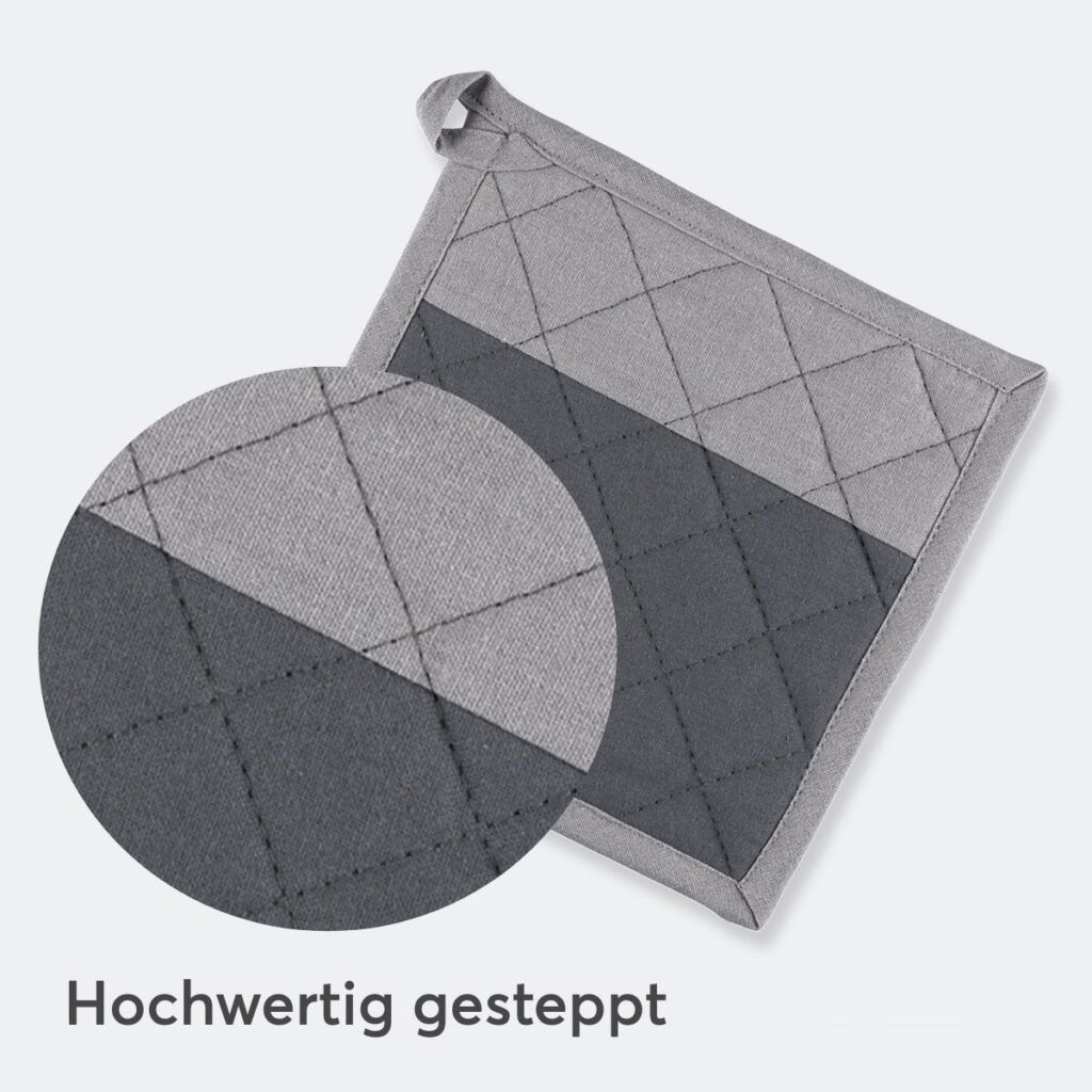 matches21 PREMIUM Topflappen Set grau Baumwolle hitzebestaendig waschbar 126640 10 1 4