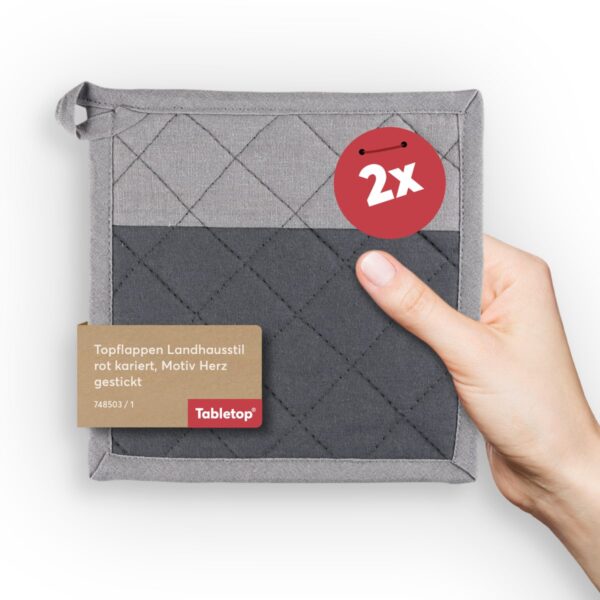 matches21 - Webshop PREMIUM Topflappen Set grau Baumwolle hitzebestaendig waschbar 126640 7 2 15