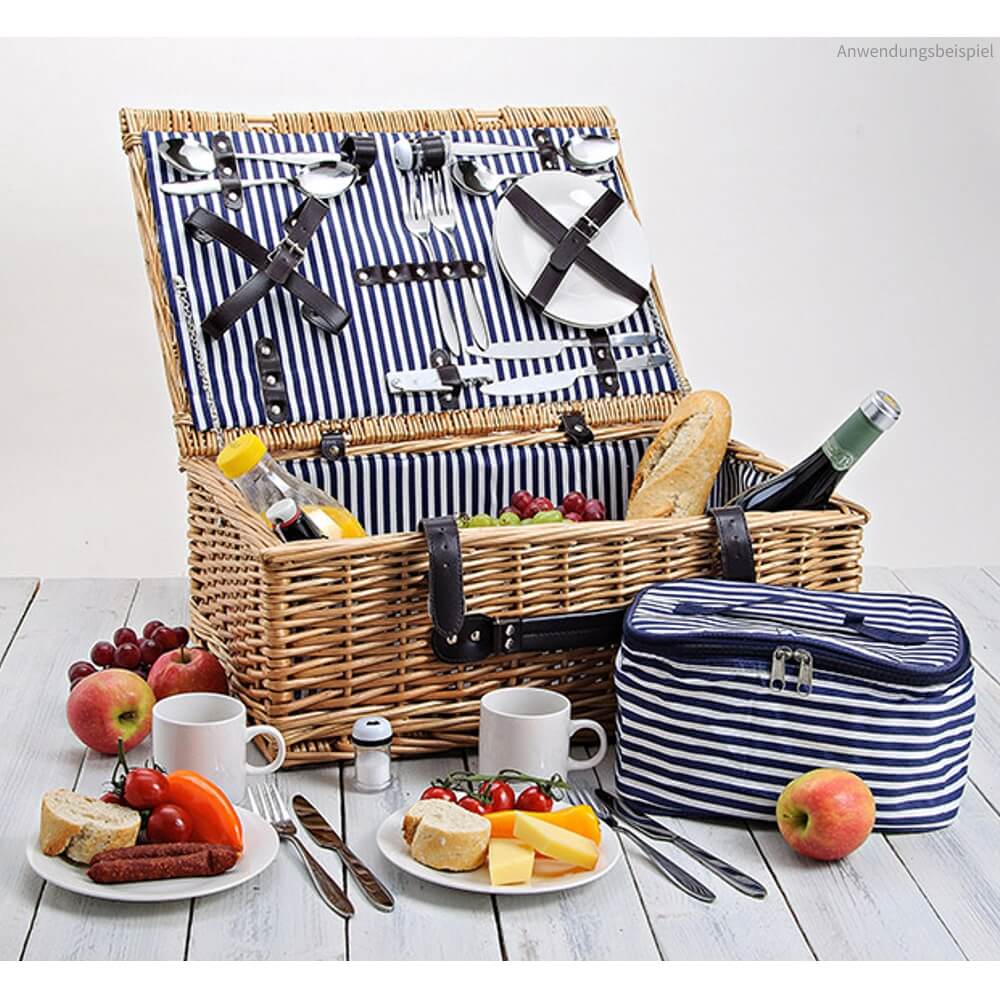 matches21 - Webshop Picknickkorb 4 Personen Weidenkorb beige blau 25 tlg inkl Geschirr und Kuehltasche 116420 8 1 8