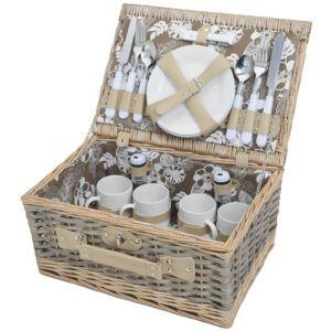 matches21 - Webshop Picknickkorb 4 Personen Weidenkorb braun beige 24 tlg inkl Mehrweg Geschirr 116415 1 22