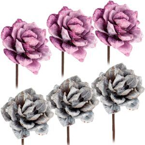 matches21 - Webshop Pinienrosen am Stiel Kunstblumen frosted Gestecke 3er Set 8 cm in 2 Farben 125276 1 15