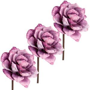 matches21 - Webshop Pinienrosen am Stiel Kunstblumen frosted Gestecke 3er Set 8 cm in 2 Farben 125276 3 1 11