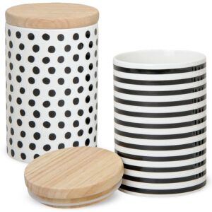 matches21 - Webshop Porzellan Vorratsdosen 2er Set schwarz weiss Holzdeckel Gummidichtung ca 680 ml 111614 1 35