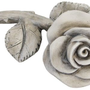 matches21 - Webshop Rose Bluete mit Stiel und Blatt Rosenbluete Gartendeko Grabdeko Poly grau 1 Stk 13 5x7 cm 122175 1 1 7