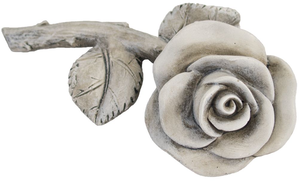 matches21 - Webshop Rose Bluete mit Stiel und Blatt Rosenbluete Gartendeko Grabdeko Poly grau 1 Stk 13 5x7 cm 122175 1 1 1