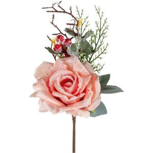 matches21 - Webshop Rosenbouquet beschneit Kunstblumen Dekozweige Dekoblumen 10x15 cm 2 Farben 125319 1 1 11