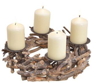 matches21 - Webshop Rustikaler Adventskranz Wurzelholz Treibholz Holz Altholz und 4 Kerzenhalter 30 cm 116821 1 9