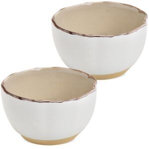 matches21 - Webshop Schaelchen Eisschalen Landhaus Rand wellig creme braun Steingut 2er Set 10 cm 123947 1 23