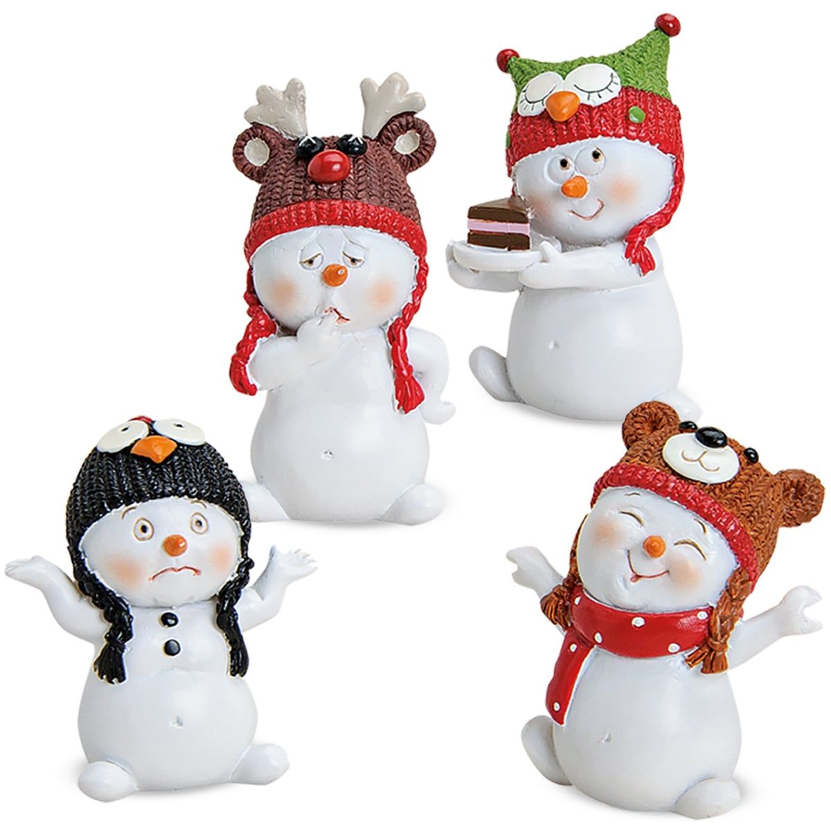 matches21 - Webshop Schneemann Deko Figuren Tiermotiv Muetzen Winterdeko 4er Set Kunststoff 4x3x6 cm 112958 1 1 28