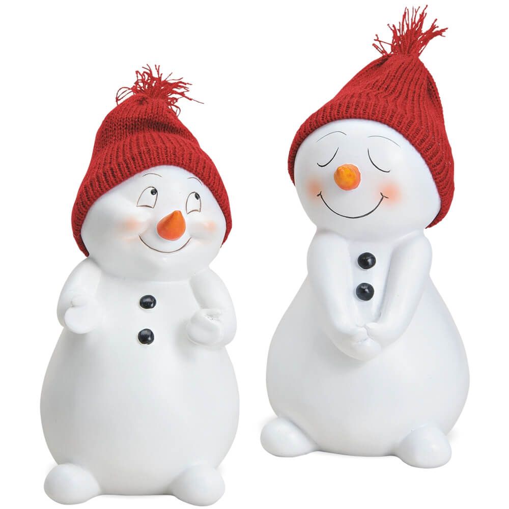 matches21 - Webshop Schneemann Deko Figuren mit Strickmuetze Weihnachtsdeko Poly 2er Set 12x19 cm 116863 1 22