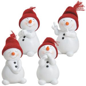 matches21 - Webshop Schneemann Deko Figuren mit Strickmuetze Weihnachtsdeko Poly 4er Set 8x15 cm 116857 1 25