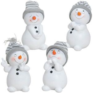 matches21 - Webshop Schneemann Deko Figuren mit Strickmuetzen Weihnachtsdeko Poly 4er Set sort 14 cm 114891 1 19