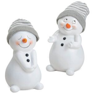 matches21 - Webshop Schneemann Deko Figuren mit Strickmuetzen grau Kunststoff 2er Set sort 12x19 cm 116861 1 29