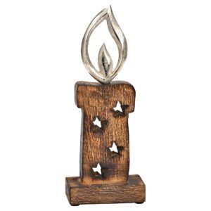 matches21 - Webshop Schoene Kerze Deko Holz Aufsteller mit Metallflamme in 10x26x5 cm 126884 1 6