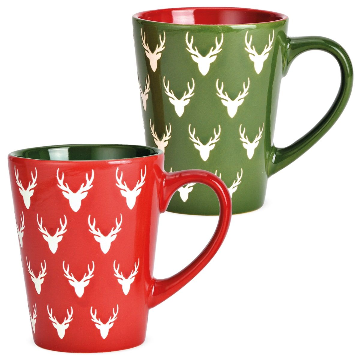 matches21 - Webshop Schoene Weihnachtstasse B WARE Hirschkopf gruen rot Kaffeetasse Tasse 126871 2 1 16