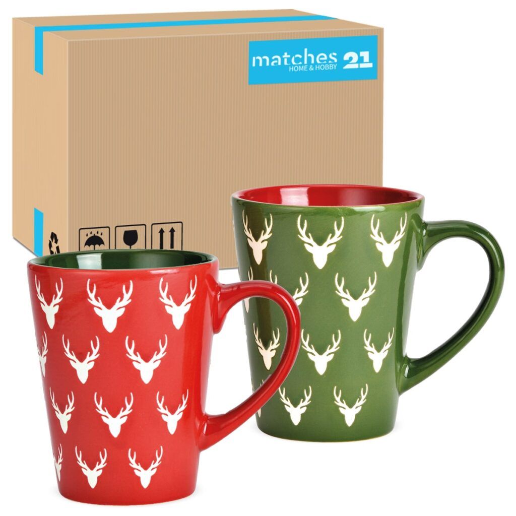 matches21 - Webshop Schoene Weihnachtstassen Hirschkopf gruen rot Kaffeetassen Tassen 126870 11 1 9