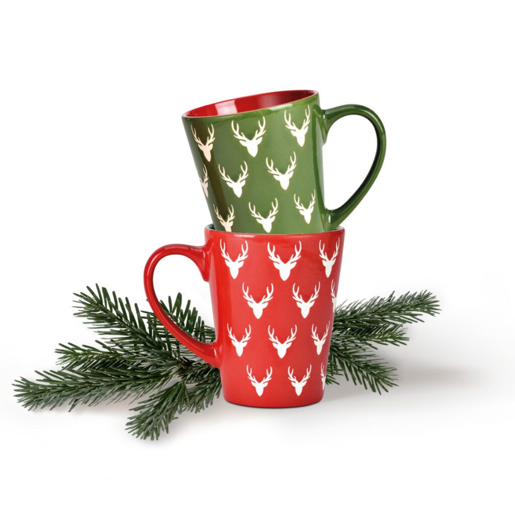 matches21 - Webshop Schoene Weihnachtstassen Hirschkopf gruen rot Kaffeetassen Tassen 126870 3 1 1