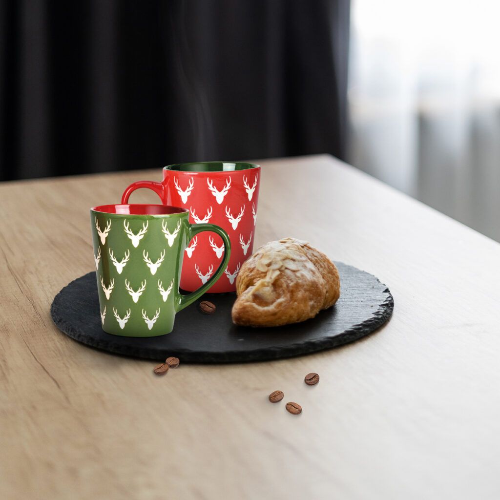 matches21 - Webshop Schoene Weihnachtstassen Hirschkopf gruen rot Kaffeetassen Tassen 126870 6 1 4