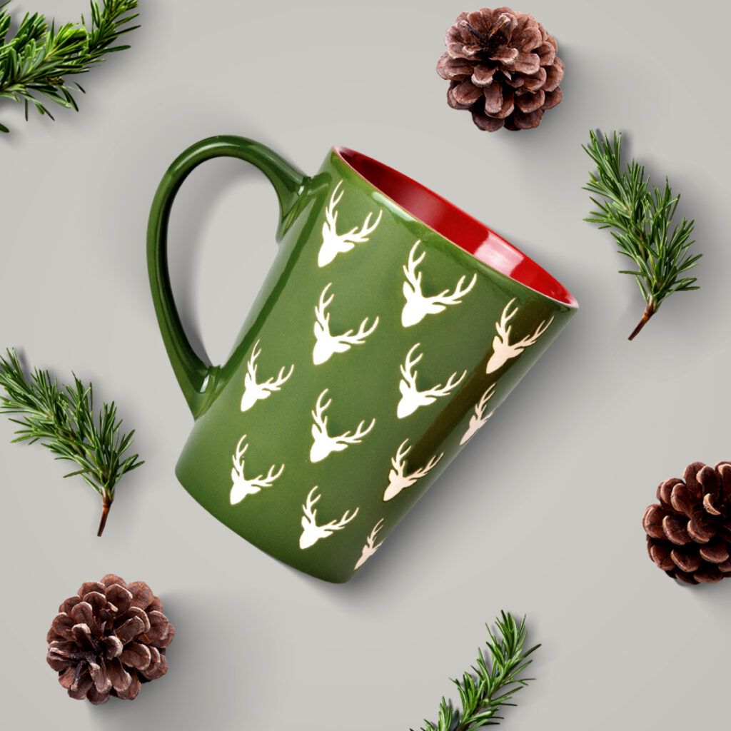 matches21 - Webshop Schoene Weihnachtstassen Hirschkopf gruen rot Kaffeetassen Tassen 126870 8 1 6